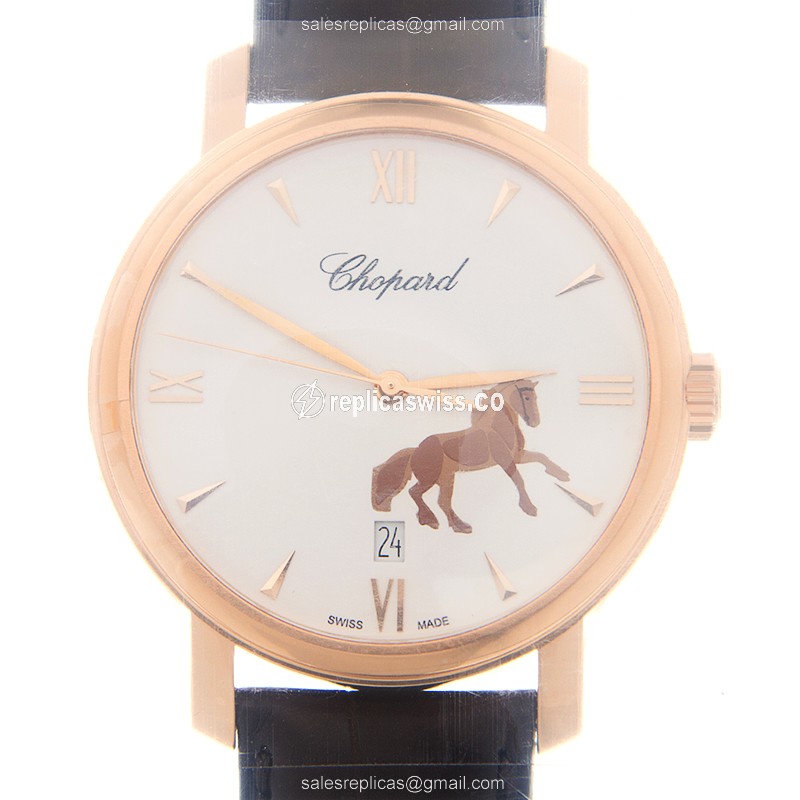 Chopard Classic 161278-5015 - Automatic - 18kt Rose Gold - White Dial - Alligator Brown Strap